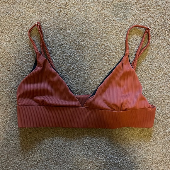 Brown Rust Color Ribbed Bikini Top - Picture 1 of 3